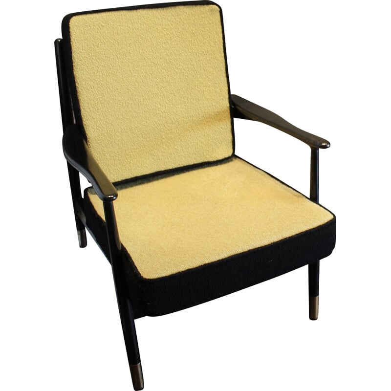 Vintage yellow and black armchair - 1960s