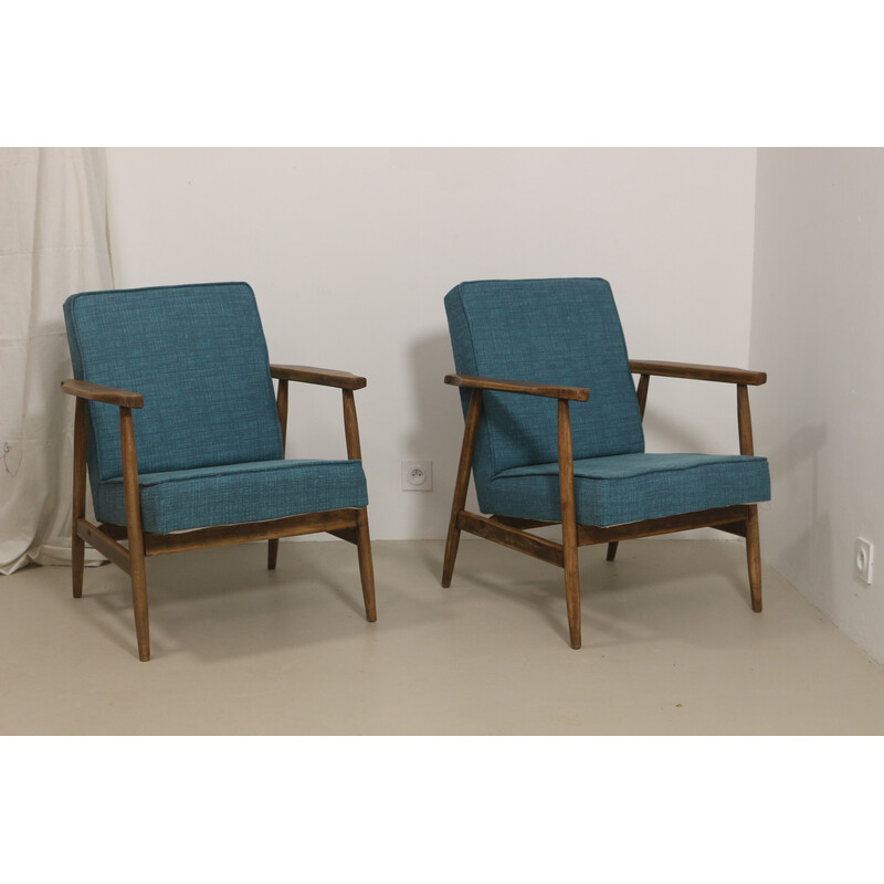 Paire de fauteuils vintage en tissu par Henryk Lis pour Meubles de Bystrzyckie, 1970