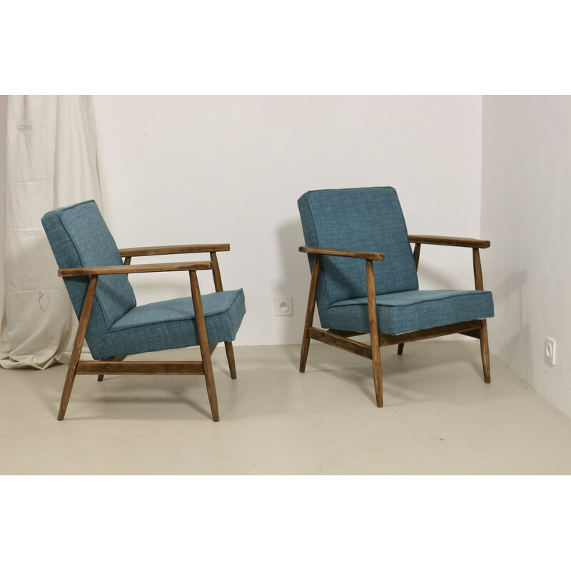 Paire de fauteuils vintage en tissu par Henryk Lis pour Meubles de Bystrzyckie, 1970