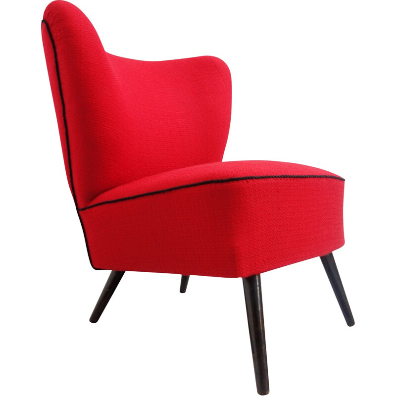 Vintage red cocktail armchair - 1960s