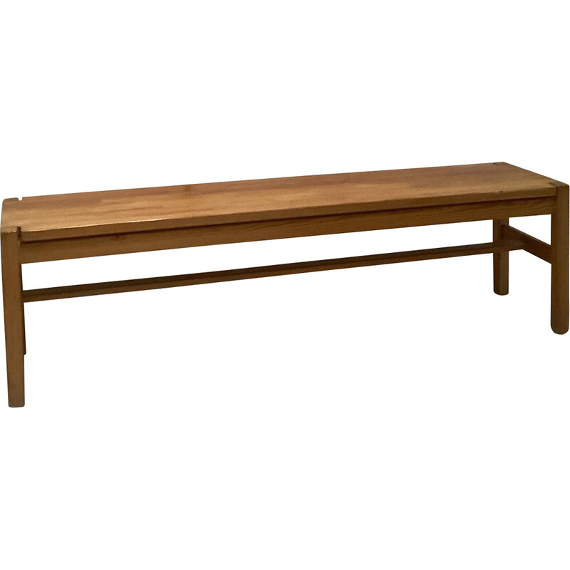 Vintage "hongisto" bench in pine by Ilmari Tapiovaara for Arbre Laukaan, Finland 1960s