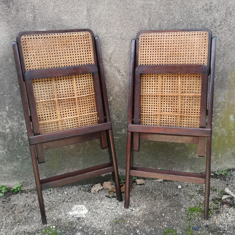 Par de cadeiras dobráveis de cana vintage