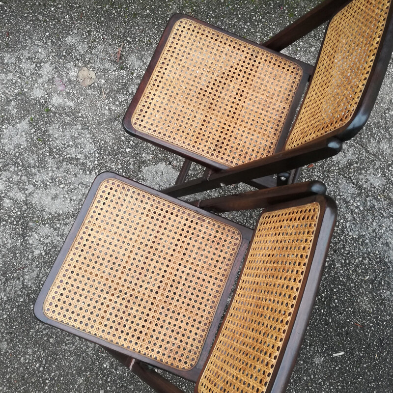 Paire de chaises pliantes vintage en cannage