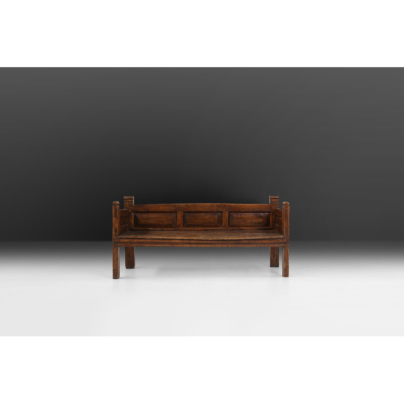 Vintage wooden bench, France 1800s