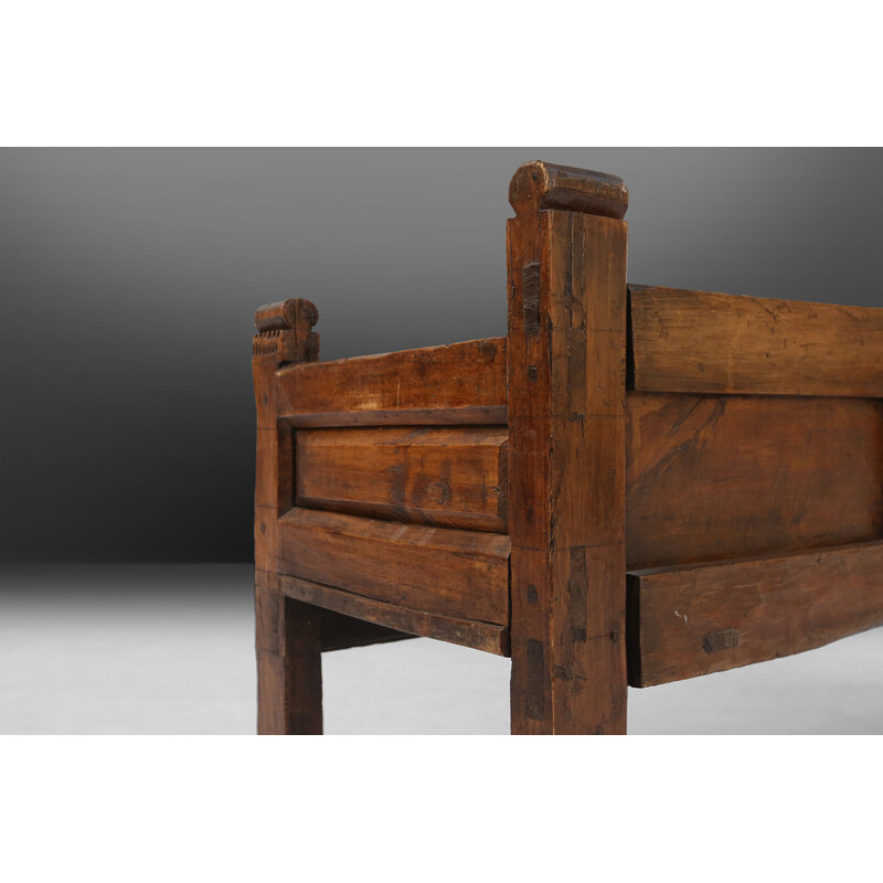 Vintage wooden bench, France 1800s