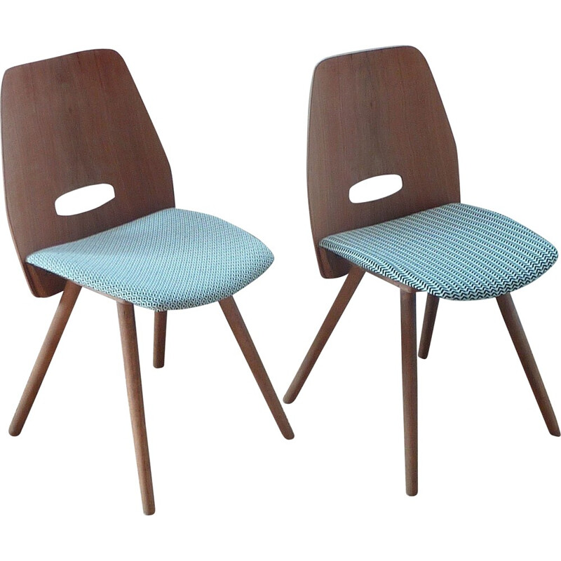 Pair of vintage beechwood chairs - 1950s