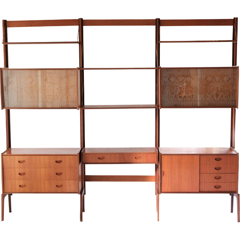 Vintage teak wall unit by Torbjorn Afdal for Bruksbo Tyristrand, Norway 1960s