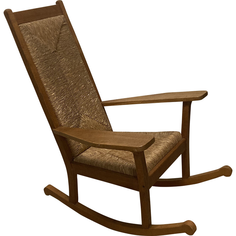 Vintage Worpswede rocking chair by Willi Ohler