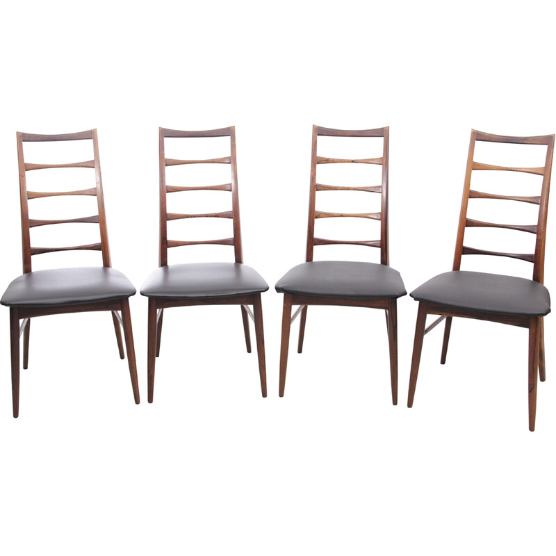 Set van 4 vintage Scandinavische leren stoelen van Niels Koefoed