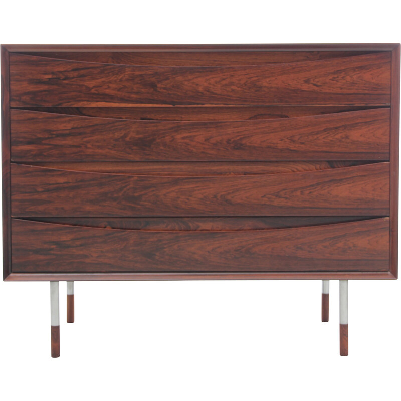 Vintage Scandinavian chest of drawers in Rio rosewood and steel by Arne Vodder