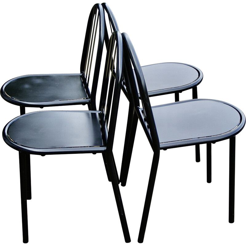 Set van 4 vintage metalen en stalen stoelen van Robert Mallet Stevens, 1930
