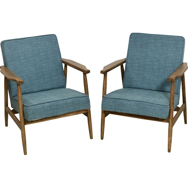 Paar vintage stoffen fauteuils van Henryk Lis voor Bystrzyckie Furniture, 1970