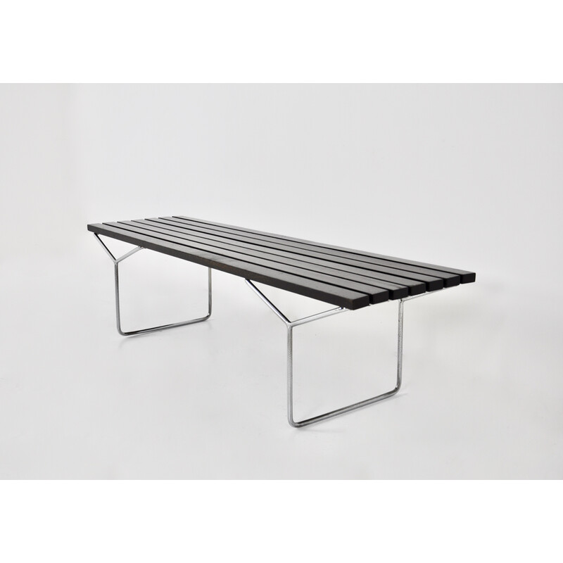 Vintage bench in wood and chromed metal, Italy