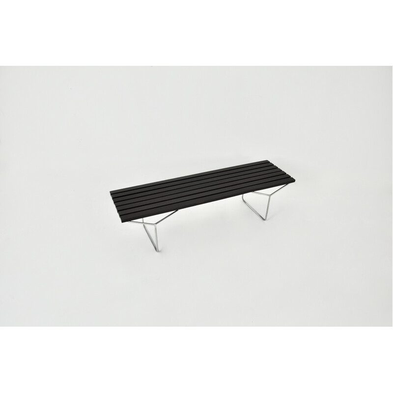 Vintage bench in wood and chromed metal, Italy