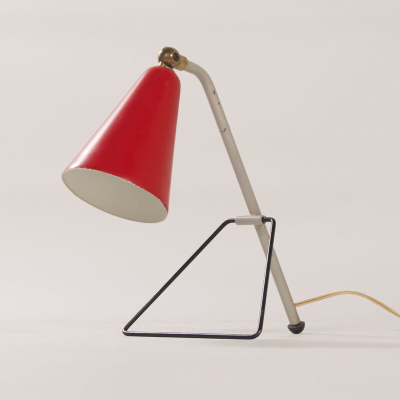 Vintage red table lamp by J.J.M. Hoogervorst for Anvia, 1950s