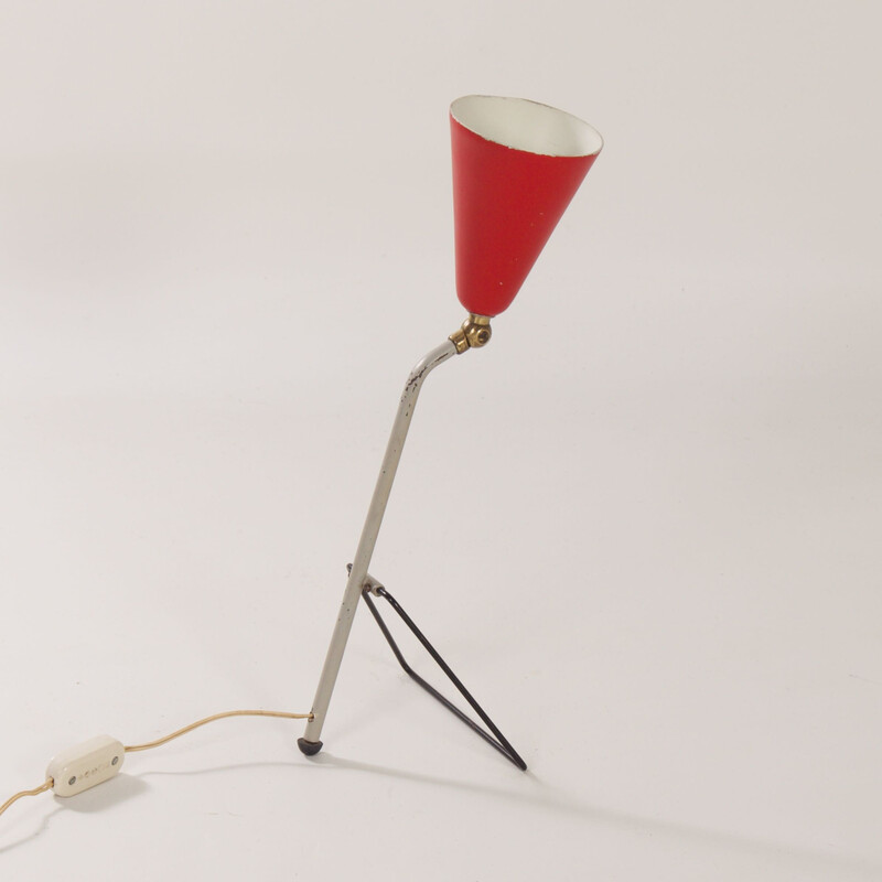 Lampada da tavolo rossa vintage di J.J.M. Hoogervorst per Anvia, anni '50
