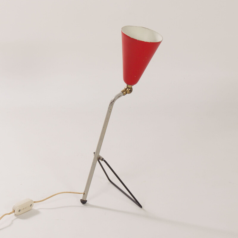 Vintage red table lamp by J.J.M. Hoogervorst for Anvia, 1950s