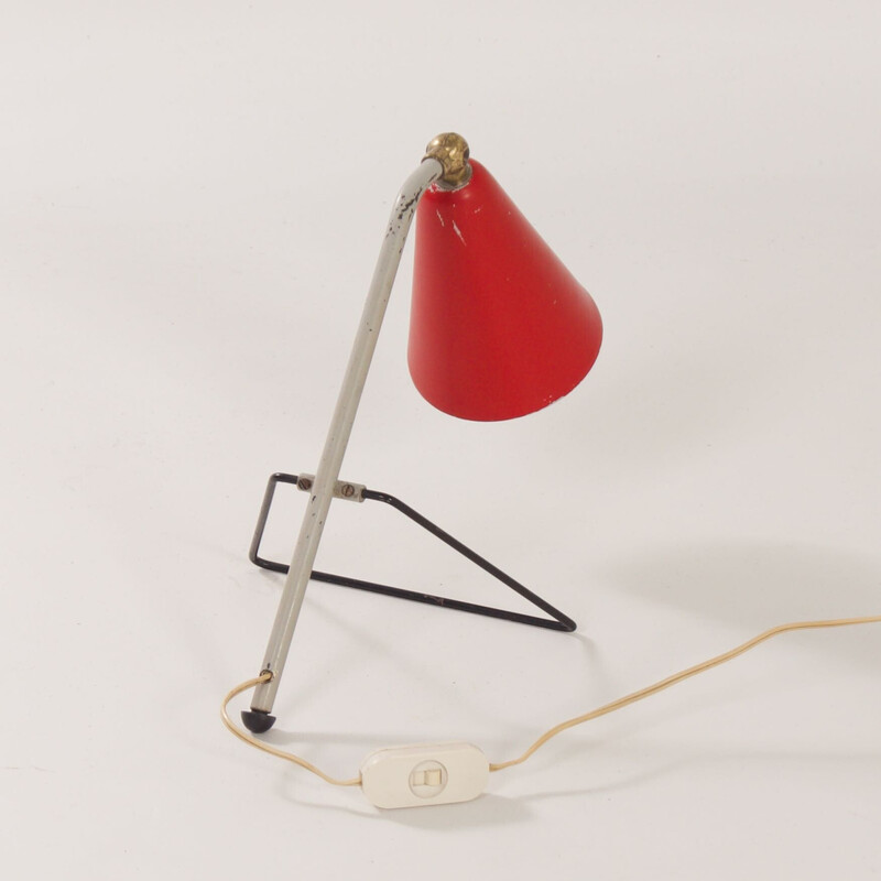 Vintage red table lamp by J.J.M. Hoogervorst for Anvia, 1950s