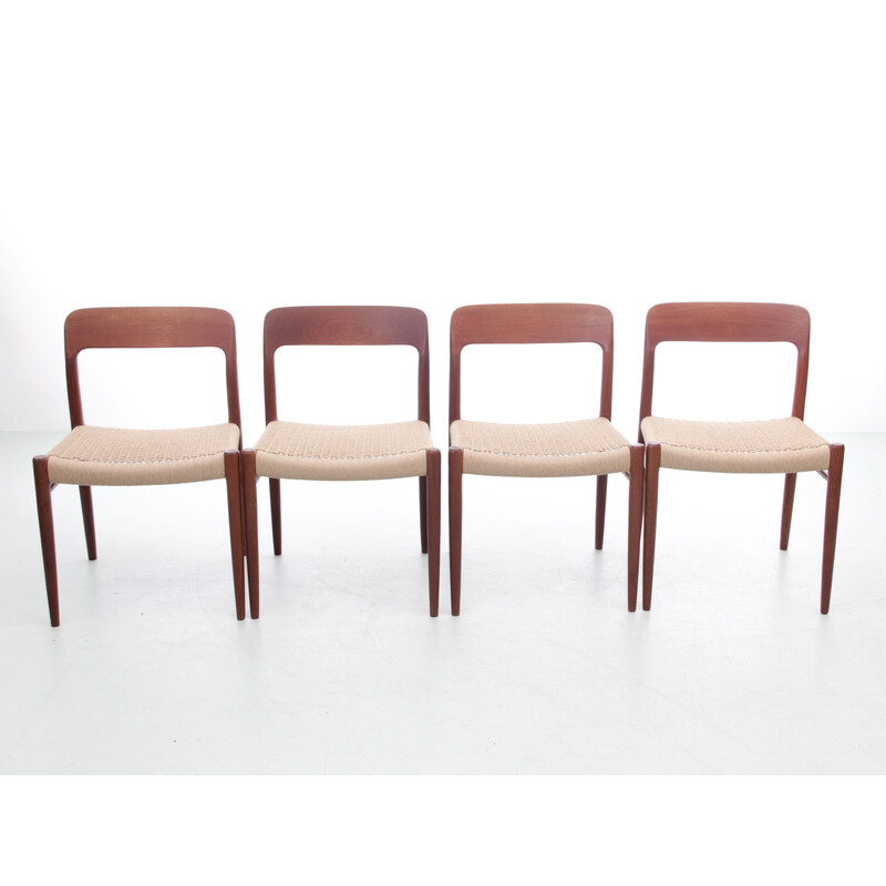 Set of 4 Scandinavian vintage chairs model 66 in teak by Niels O. Møller