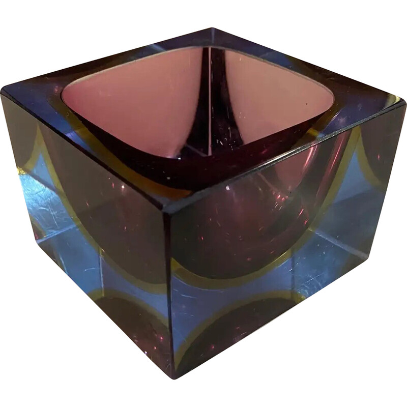 Cendrier cubique vintage - sommerso verre murano