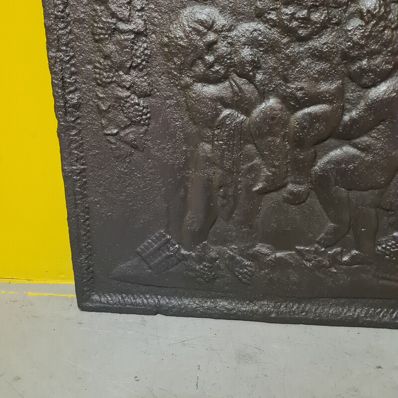 French vintage cast iron fireback with putti