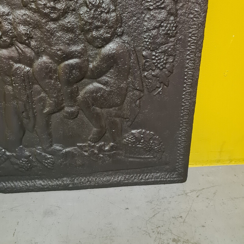 French vintage cast iron fireback with putti