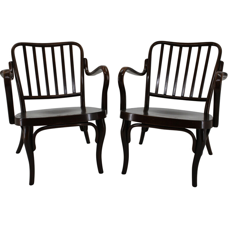 Pair of vintage bentwood armchairs no. 752 by Josef Frank for Thonet, 1930s