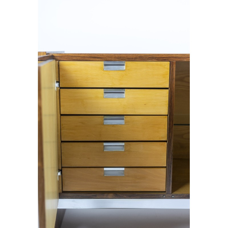 Vintage rosewood sideboard with four front doors, 1970