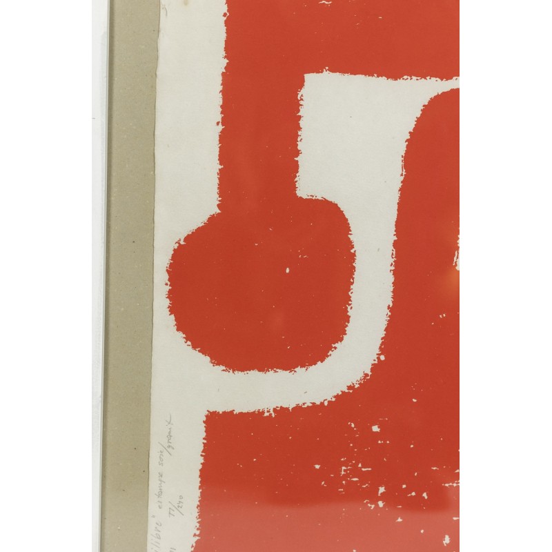 Abstrakte Vintage-Lithografie, nummeriert und signiert, 1970