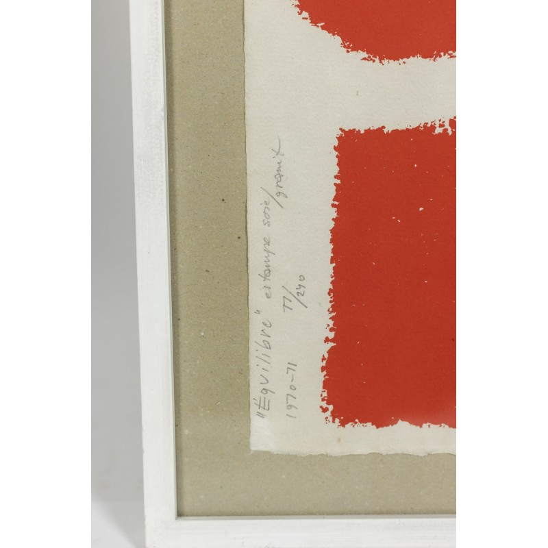 Litografia abstracta vintage numerada e assinada, 1970