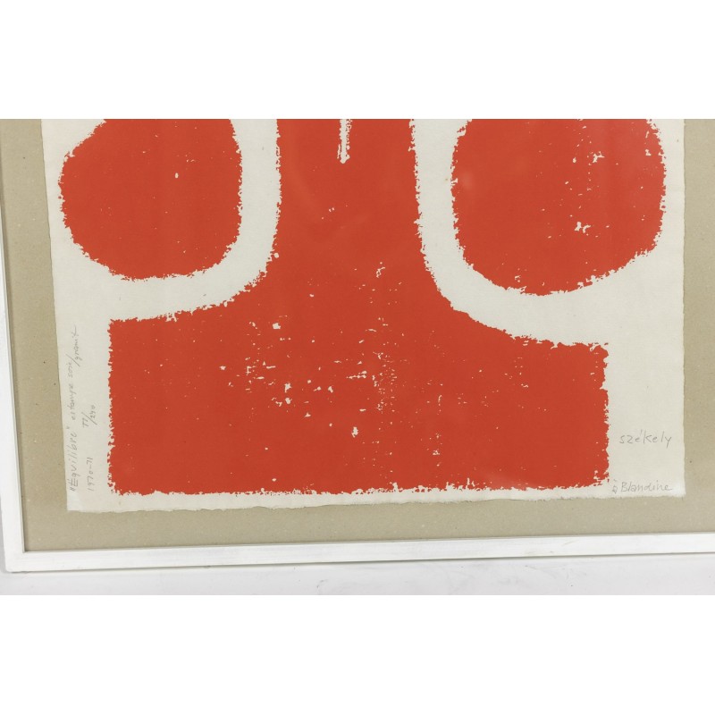 Vintage abstracte litho genummerd en gesigneerd, 1970