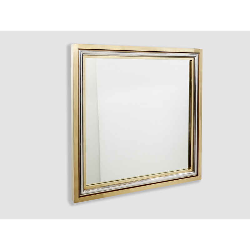 Vintage Italian mirror in brass and chrome by Romeo Rega, 1970