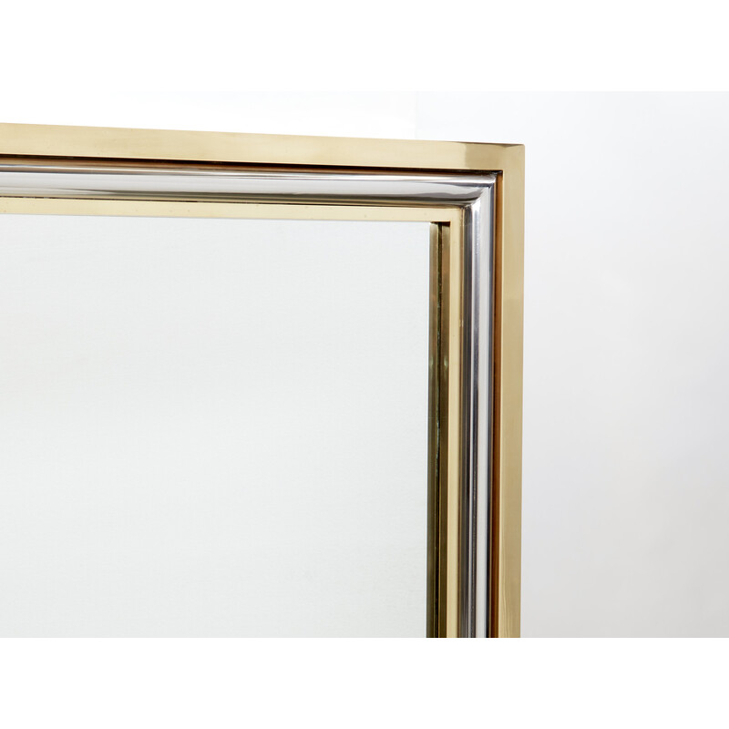 Vintage Italian mirror in brass and chrome by Romeo Rega, 1970