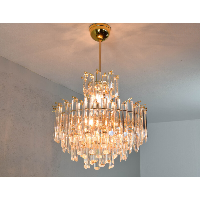 Set of Italian vintage Murano crystal chandelier by Venini