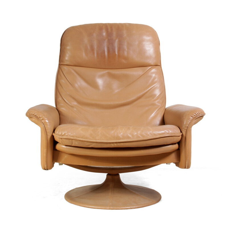 Camel leather swivel chair, De Sede - 1960s