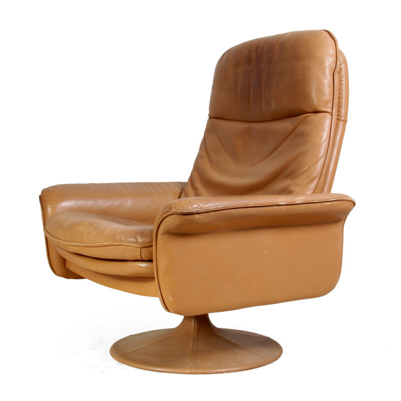 Camel leather swivel chair, De Sede - 1960s