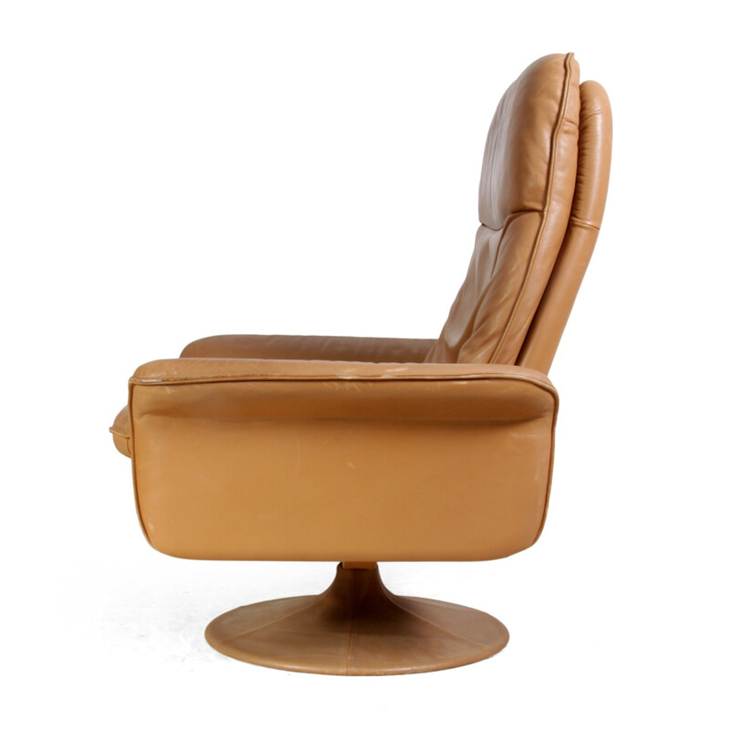 Camel leather swivel chair, De Sede - 1960s