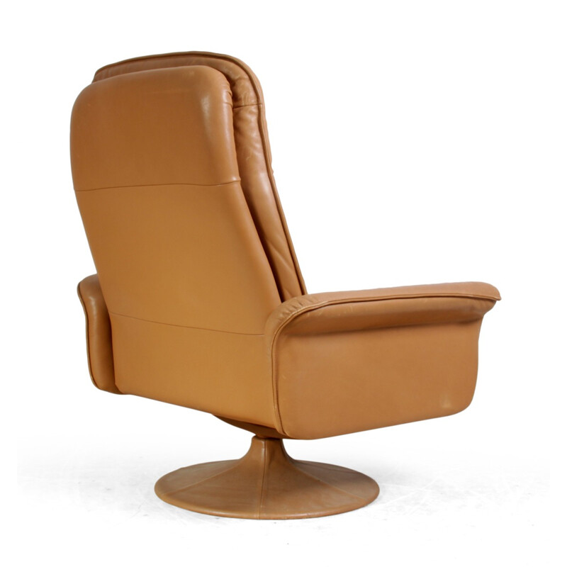 Camel leather swivel chair, De Sede - 1960s