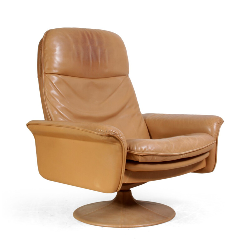 Camel leather swivel chair, De Sede - 1960s