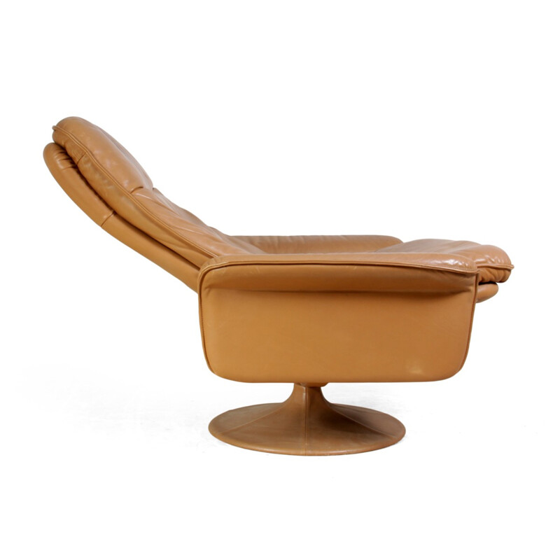 Camel leather swivel chair, De Sede - 1960s