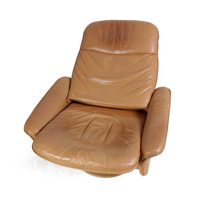 Camel leather swivel chair, De Sede - 1960s