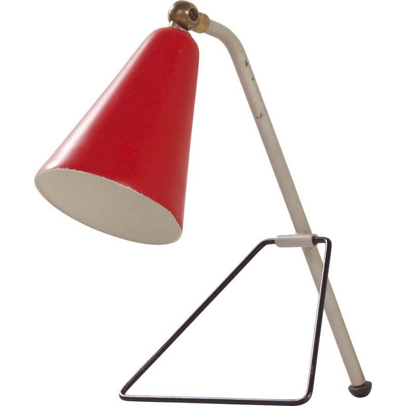 Lampe de table rouge vintage par J.J.M. Hoogervorst pour Anvia, 1950