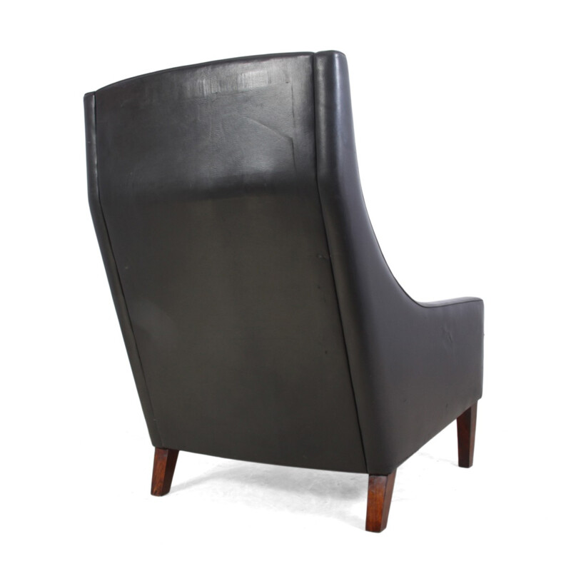 Mid century leather high back armchair - 1960s