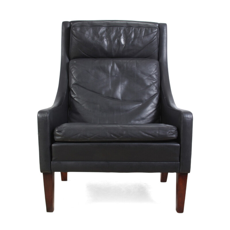 Mid century leather high back armchair - 1960s
