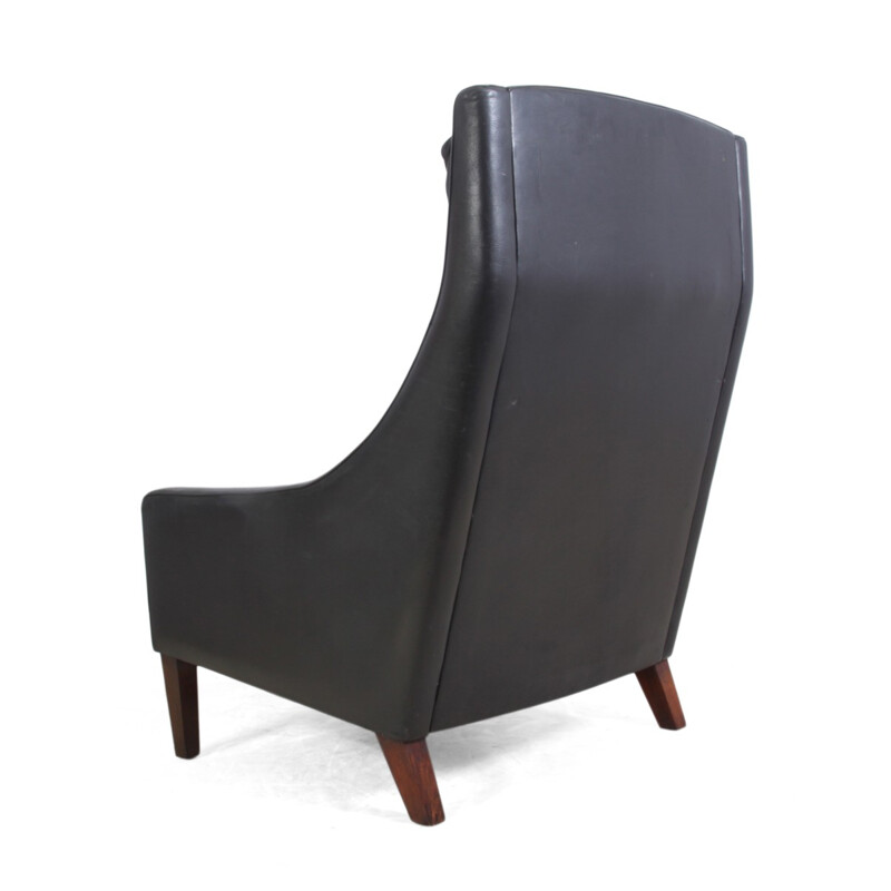 Mid century leather high back armchair - 1960s