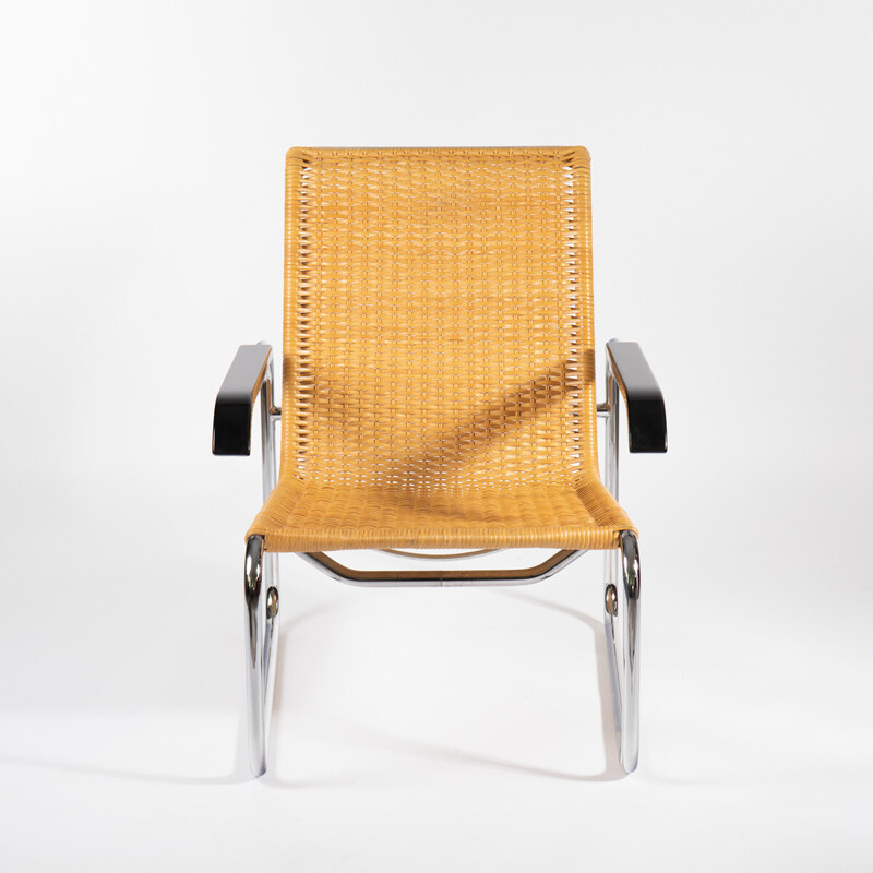 Fauteuil vintage Bauhaus avec tressage en rotin