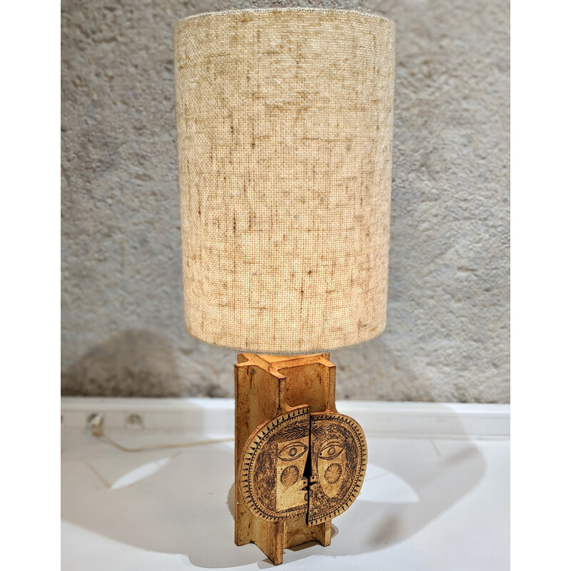 Vintage-Lampe aus Keramik "Mond und Sonne" von Roger Capron und Jean Derval, 1970