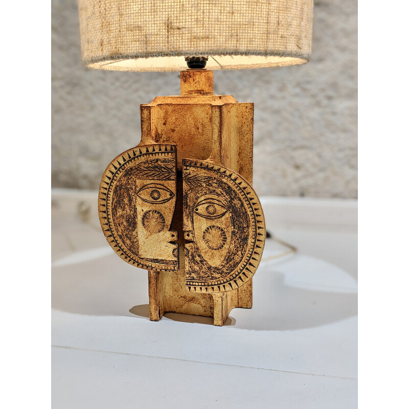 Vintage-Lampe aus Keramik "Mond und Sonne" von Roger Capron und Jean Derval, 1970