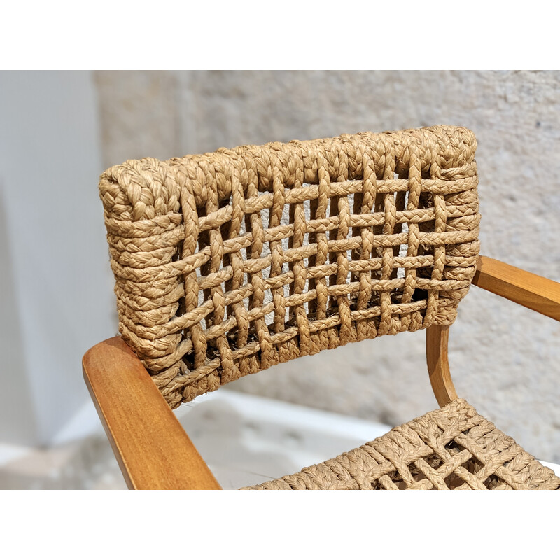 Fauteuil vintage en corde tressée par Adrien Audoux et Frida Minet, 1950