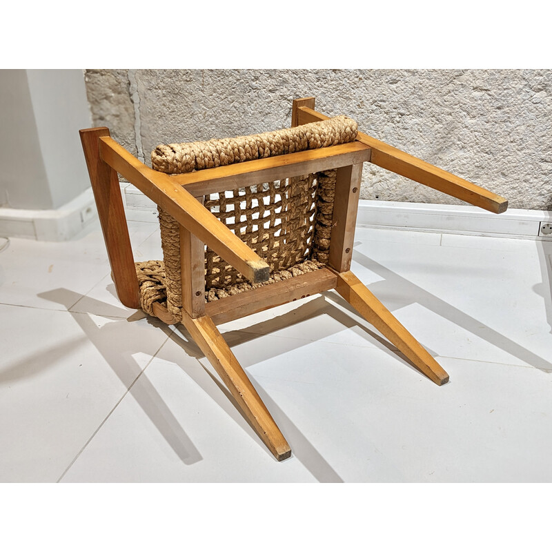 Vintage fauteuil in geweven touw van Adrien Audoux en Frida Minet, 1950